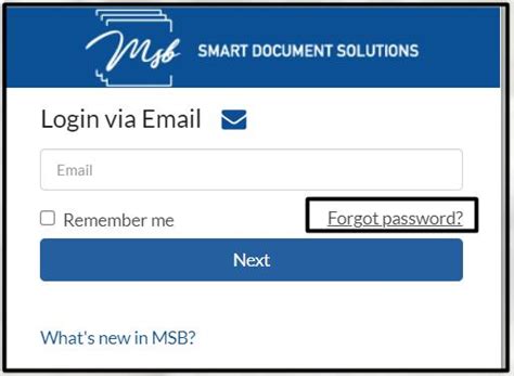 msb docs forgot password